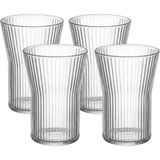 AyrStore Deconox 4'lü Özel Tasarım Çizgili Borosilikat Cam Bardak Seti - 320 ml Meşrubat ve Su Bardağı - Renkli
