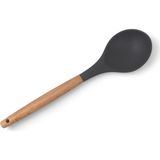 AyrStore Deconox Bambu Saplı Silikon Servis Kaşığı, Bambu Uzun Silikon Servi Kaşığı 28CM 3 Renk Seç - Çok Renkli