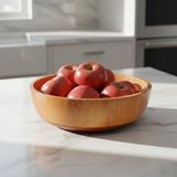 AyrStore Deconox Doğal Akasya Ahşap Salata ve Meyve Kasesi – 28 cm Büyük Boy Yuvarlak Sunum Tabağı, �