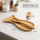 AyrStore DECONOX%100 Doğal Bambu Kaşık ve Kepçe Altlığı - Ocak Yanı Tezgah Üstü Kirli Kaşıklık (