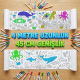 AyrStore Dev Rulo Boyama Kağıdı Okyanus Macerası 4 Metre 45CM Genişlik - Çok Renkli