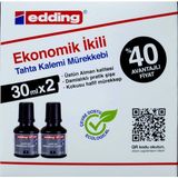 AyrStore Edding Bt 30 Beyaz Yazı Tahtası Kalemi Yedek Mürekkep 2'li Kutu, Siyah - Çok Renkli