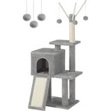 AyrStore Feandrea PCT143W01 Kedi Ağacı, Tırmalama Tahtalı, 3 Çıkarılabilir Ponpon Çubuğu, 118 Cm, A� - Çok Renkli