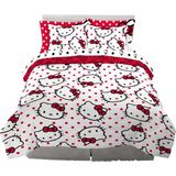 AyrStore Franco Sanrio Hello Kitty Puantiyeli Yatak Takımı 7 Parça Süper Yumuşak Yorgan ve Çarşaf Seti - Renkli - 100 x 100 cm