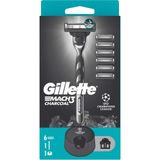 AyrStore Gillette Mach3 Charcoal Tıraş Makinesi + 5 Adet Yedek Tıraş Bıçağı + Premium Stand Hediyeli