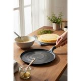 AyrStore Granit Döküm 29CM Krep Tavası, Gözleme Tava, Çıkarılabilir Ahşap Sap - Çok Renkli