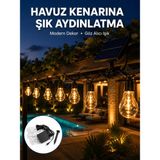 AyrStore Güneş Enerjili Dış Mekan LED Ampul Işık Zinciri Bahçe ve Teras Dekorasyonu - Altın
