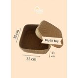 AyrStore Home Turko Jüt Örme Kapaklı Sepet Büyükboy, Jütekare-Büyük - Çok Renkli