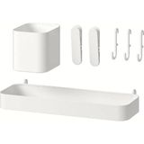 AyrStore Ikea Skadis 7'li Pano Aksesuarları Seti, Çelik Raf, Kutu ve Kanca, Beyaz - Çok Renkli
