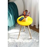 AyrStore Intergo Yuvarlak Yan Sehpa Ahşap Ayaklı Tekli Zigon Sehpa