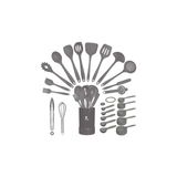 AyrStore Isıya Dayanıklı Yanmaz Yapışmaz Silikon Spatula Seti 25 Parça Gri