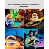 AyrStore Kablosuz Şarjlı LED Masa Lambası Çalar Saat ve Beyaz Gürültü Özellikli - Çok Renkli