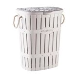 AyrStore Kastamonu Plastik Bambu Halatlı Kirli Çamaşır Sepeti 65 L-BEYAZ