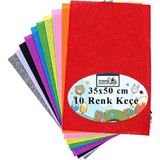 AyrStore Keçe 35X50 cm 10 Renk 1 Paket 2.0 mm Renkli Hobi Keçesi Elişi Keçe Kumaşı Anasınıfı Kreş O - Çok Renkli