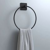 AyrStore Kendiliğinden Yapışkanlı Siyah Paslanmaz Metal Yuvarlak Havluluk