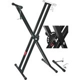AyrStore KS-04D Çift Profilli 7 Kademeli Üst Segmen Org Sehpası Standı Ayağı (Sabitleme Kayışlı)
