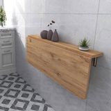 AyrStore Kydonia Home 45X72 cm Oval Köşeli Sabit Raflı Duvara Monte Kırma Katlanır Mutfak Masası (Çam - Çok Renkli - Genel