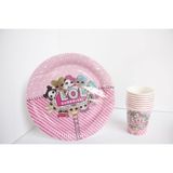 AyrStore Lol Karton Tabak Bardak Pembe Doğum Günü Seti 8 Li - Çok Renkli