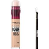 AyrStore Maybelline New York Instant Anti Age Eraser Kapatıcı 01 Light & Mini Tattoo Liner Gel Pencil Makya - Çok Renkli