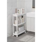 AyrStore Mithra Life 3 Katlı Tekerlekli Slim Ince Beyaz Banyo Mutfak Rafı Polipropilen Plastik MIT1125 - Çok Renkli