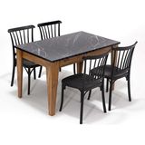 AyrStore Mobetto Avrupa/violet Mutfak Masa Takımı 1 Masa 4 Sandalye - Siyah - Çok Renkli