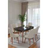 AyrStore Mutfak Masası Takımı / 6 Kişilik Açılır Masa Sandalye Takımı / Masa Takımı - Beyaz Masa - - Çok Renkli