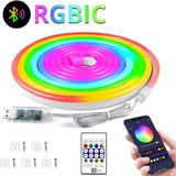 AyrStore Neon LED Esnek Aydınlatma - Rgb Magıc Smart - 5 Metre Paket IP67 - Uzaktan Kumanda + Uygulama - Çok Renkli