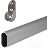 AyrStore Oval Alüminyum 60 cm Dolap Içi Askı Borusu 2 Adet Flanş Vidaları - Dolap Içi Düzenleyiciler D