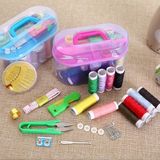 AyrStore Özel Kutulu 40 Parça Mini Dikiş Seti Iğne Iplik Balıkçı Makas Mezura Yüzük - Çok Renkli