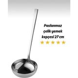 AyrStore Paslanmaz Çelik Çorba Kepçesi Yemek Kepçesi 27CM - Çok Renkli
