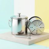 AyrStore Paslanmaz Inox Parlak Çelik Buz Kovası Seti - Süzgeçli ve Buz Maşası Hediyeli 723145 - Çok Renkli