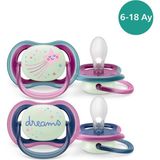 AyrStore Philips-Avent Ultra Air Gece Emziği 6-18 Ay 2'li Kız SCF376/14, Standart - Çok Renkli