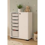 AyrStore Rüya No.3 Modern Kullanışlı Beyaz Dar Kapaklı Sepetli Oyuncak Dolabı - Çok Renkli