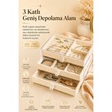 AyrStore Şeffaf Kapaklı Kadife Takı Kutusu Çekmeceli Yüzük Kolye Saat Organizeri