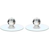 AyrStore Şeffaf Kulp Kristal Başlıklı 4'lü Yapışkanlı Kulp Dolap Çekmece Kulp Tutacak Askı