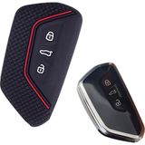 AyrStore Skoda Octavia A8 2021 Üzeri Uyumlu Silikon Oto Anahtar Kumanda Kabı Kılıf Siyah Kırmızı