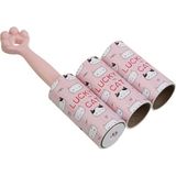 AyrStore Smartizi Pati Tasarımlı Tüy Toplayıcı Rulo Seti - 1 Sap + 2 Yedek Rulo (Toplam 90 Yaprak) Kedi - Çok Renkli