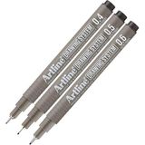 AyrStore Teknik Çizim Kalemi 0.4-0.5 - 0.6 mm Siyah 3 Lü Set Artline Drawing Teknik Çizim Kalemi - Çok Renkli