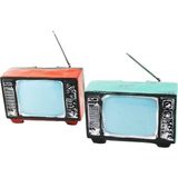AyrStore Televizon Vintage Dekoratif Biblo - Kumaraba Renkli 17X11X10.5CM Reçine - Çok Renkli