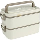 AyrStore Vagonlife Bento 2000ML Lunchbox 2 Katlı 3 Bölmeli Mini Kaseli Çelik Sefer Tası Yemek Kutusu (Bey - Çok Renkli
