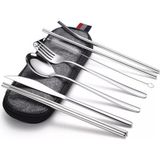 AyrStore Valkyrie 8 Parça Çantalı Yolculuk Çatal Bıçak Kaşık Pipet Chopstick Seti Kamp Okul Ofis Tati - Çok Renkli