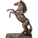 AyrStore Veronese Design 11 1/4 Yetiştirme At Aydınlatma Reçine Heykel Soğuk Döküm Bronz Kaplama - Renkli