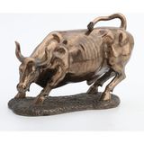 AyrStore Veronese Design 24 cm x 15 cm Soğuk Döküm Reçine Antik Bronz Kaplama Boğa Heykeli - Renkli