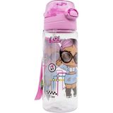 AyrStore Wiggle Lol Surprise Bebek 500ML Pipetli Askılı Kilitlenebilir Su Matarası, Pembe - Çok Renkli