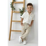 Ays Bebe Müslin Gömlek & Pantolon Erkek Çocuk Takım - 9 - 10 Yaş - Beyaz - Krem