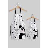 Ays Home Panda Beyaz Anne Çocuk 2'li Mutfak Önlüğü