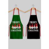 Ays Home Yılbaşı Merry Christmas 2'Li Siyah Yeşil Mutfak Önlüğü Seti