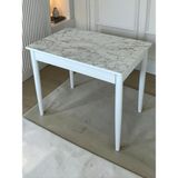 Aysa Mobilya 60 x 90BEYAZ-BEYAZ Küçük Dikdörtgen Mutfak Masası Yemek Masası Çalışma Masası 2-4 Kişilik - Beyaz Mermer