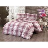 Aysalife Home Geometrik Ekose Desen Tek Kişilik Pamuklu Nevresim Takımı - 160 x 220 cm - Mor