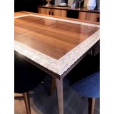 Aysan 1.2mm Şeffaf Pvc Beyaz Dantelli Kalın Kaymaz Masa Örtüsü Muşamba Cam Mika Mutfak Salon Masa Örtüsü (80 cm x 80 cm)